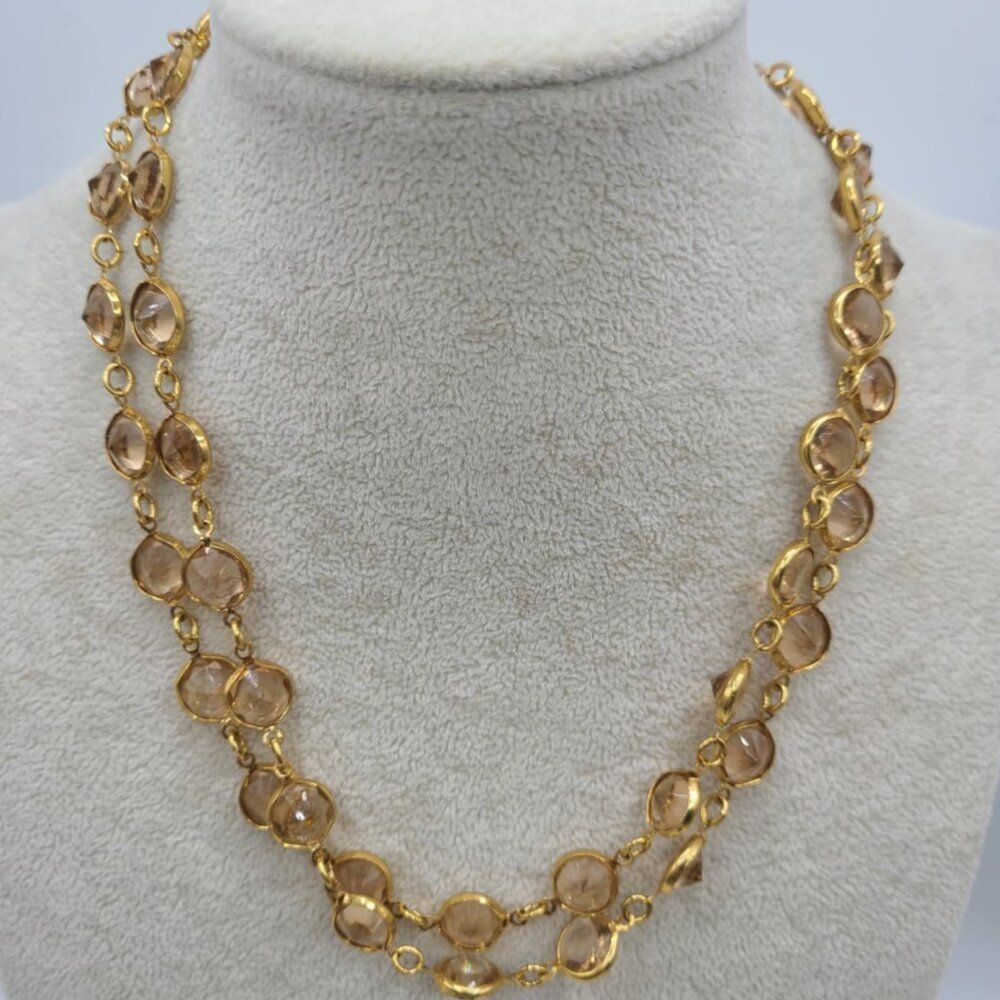 J Crew Crystal Station Long Gold Tone Necklace NWOT!